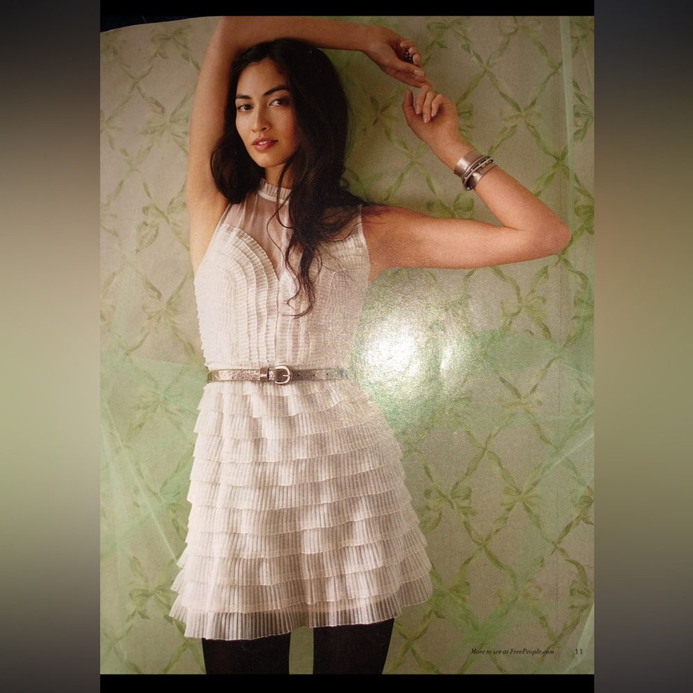 Free People Vintage Y2K Ruffles Fan Mini Dress Ivory 2 $298
